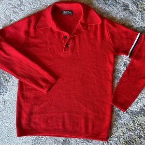 Vintage 100% Wool Red Rugby Sweater